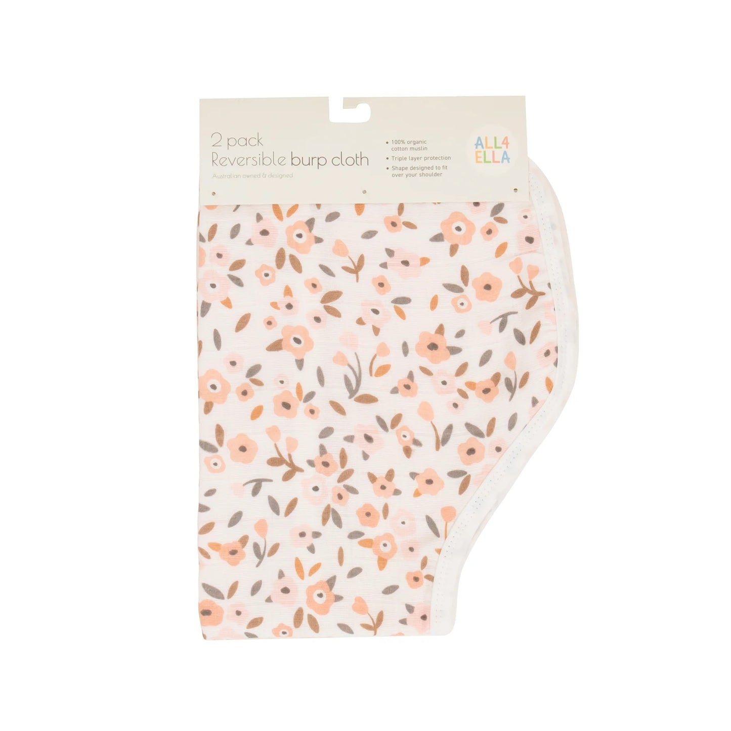 All4Ella Reversible Burp Cloth 2pk | Floral Bouquet
