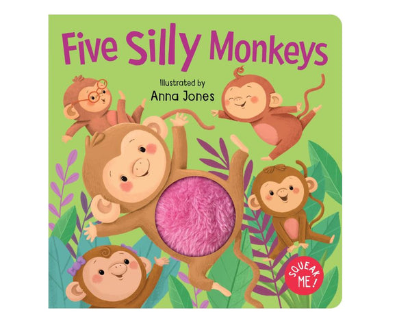 Squeaky Plush Board Book  |  Five Silly Monkeys