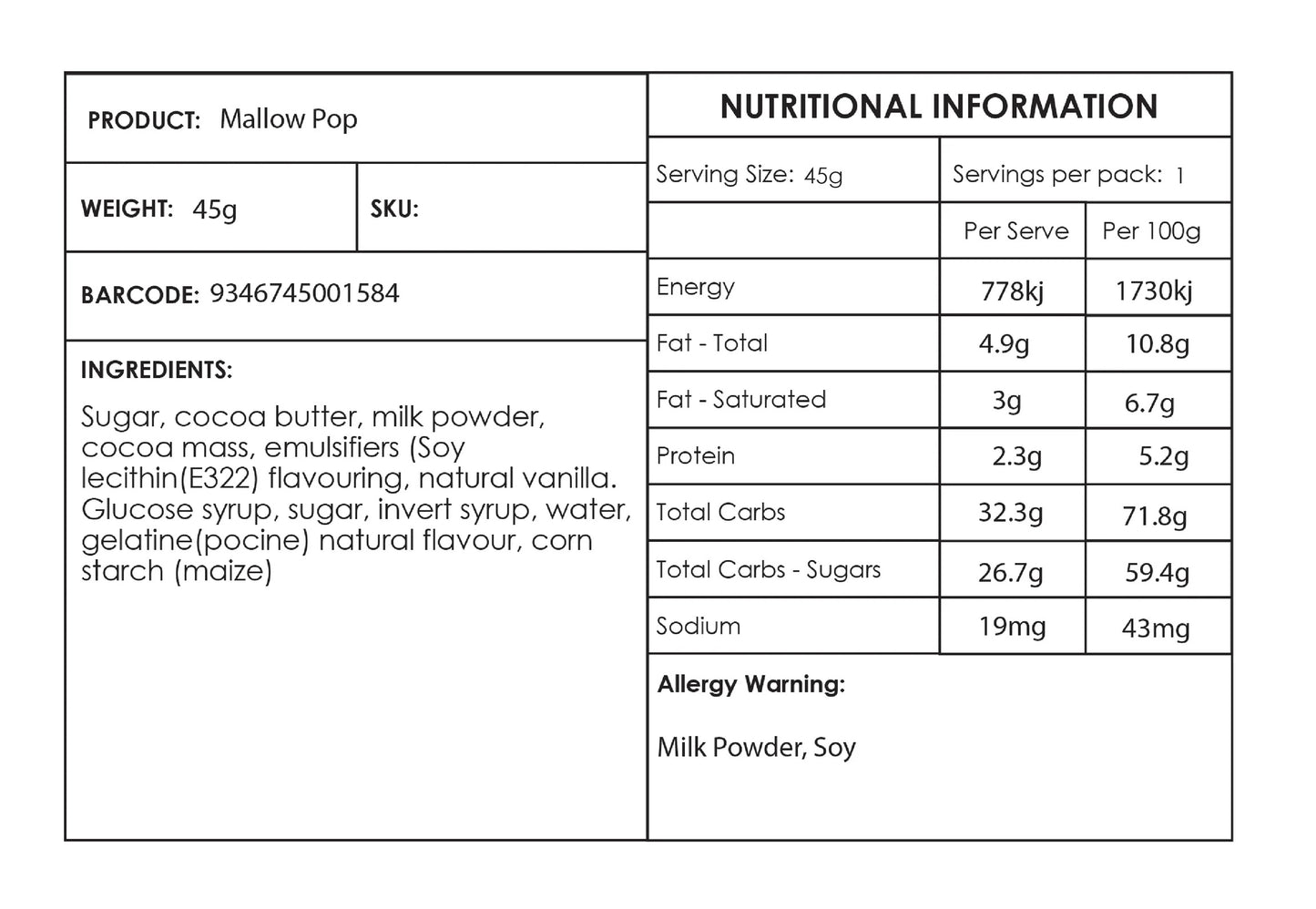 Freckleberry Mallow Pop 45g | Easter