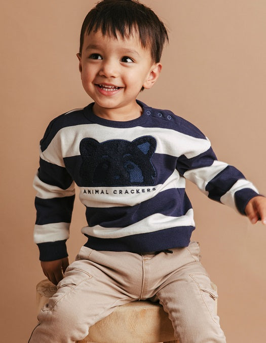 Animal Crackers Crew | Mascot Navy Stripe (SIZE 2 LEFT)