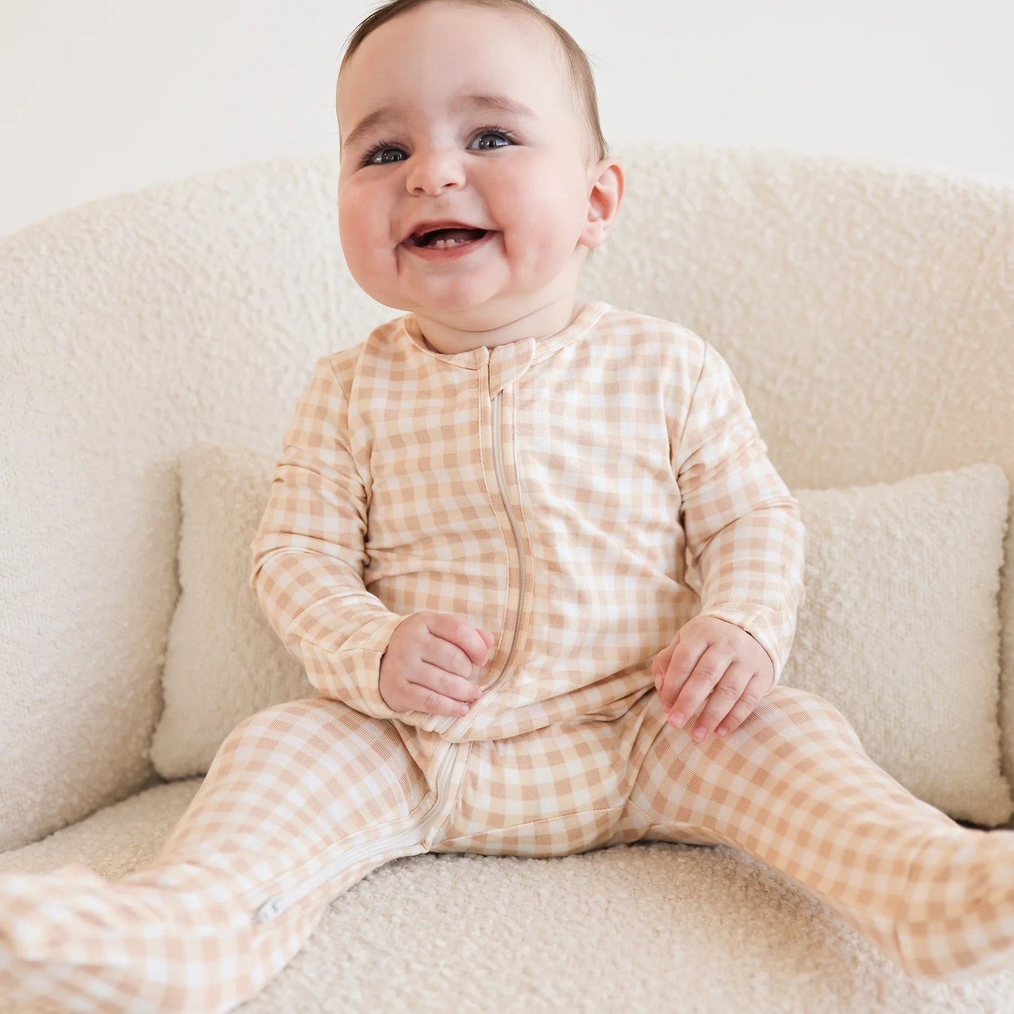 Kynd Baby Onesie | Neutral Gingham