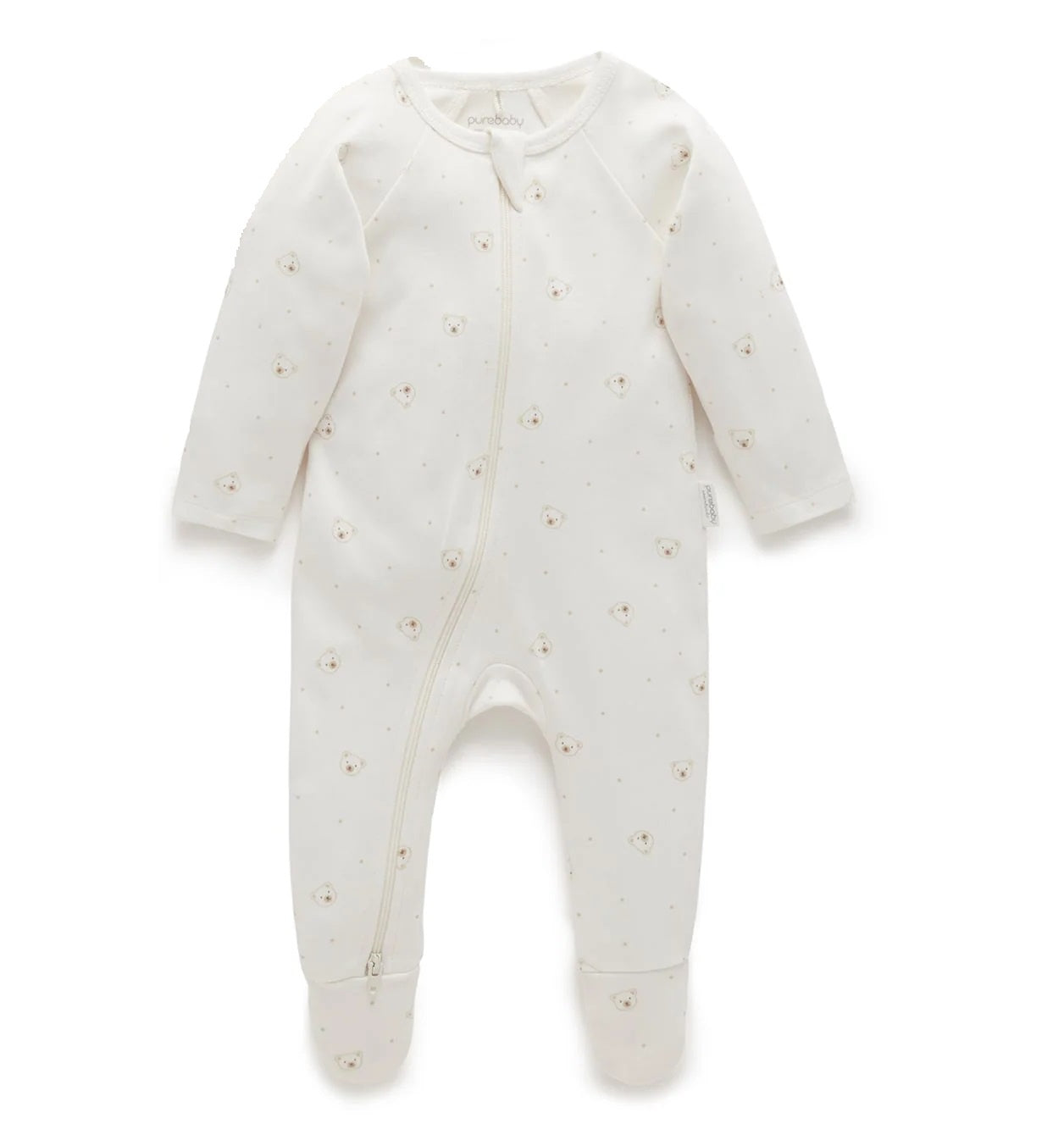 Purebaby Zip Growsuit | Vanilla Bear