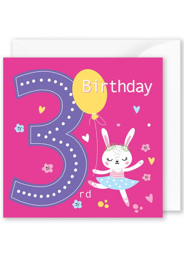 Card Square | 3rd Birthday Ballerina