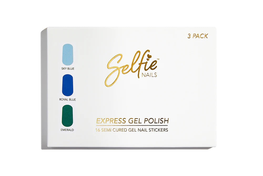 Selfie Nails Gel Polish Pack | Sky Blue + Royal Blue + Emerald