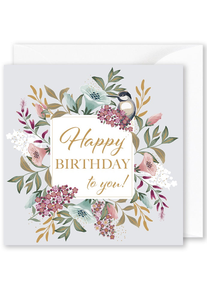 Card Square | Happy Birthday Floral