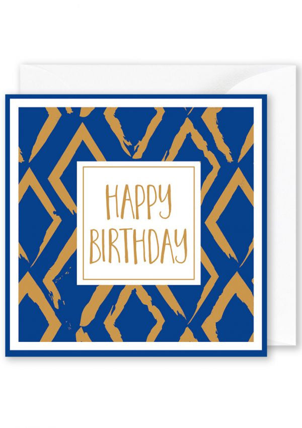 Card Square | Happy Birthday Navy Gold