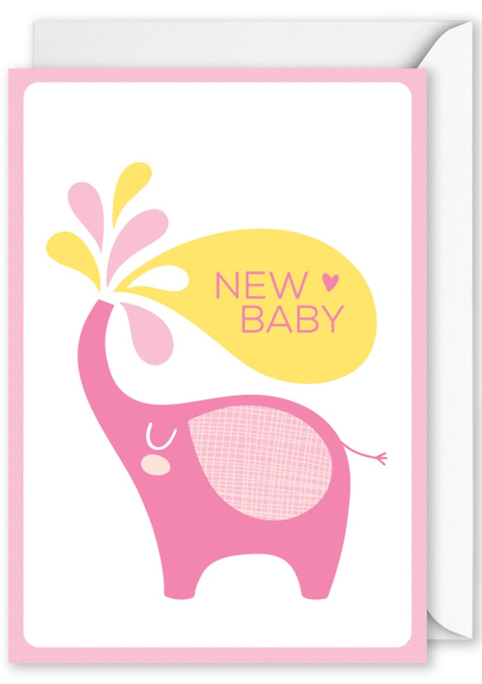 Card Rectangle | New Baby Pink Elephant