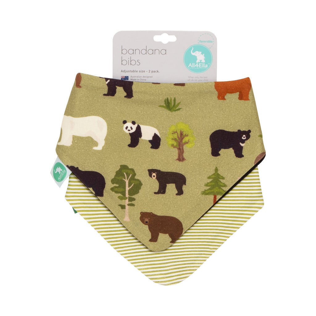 All4Ella Bandana Bib 2pk Reversible | Bears