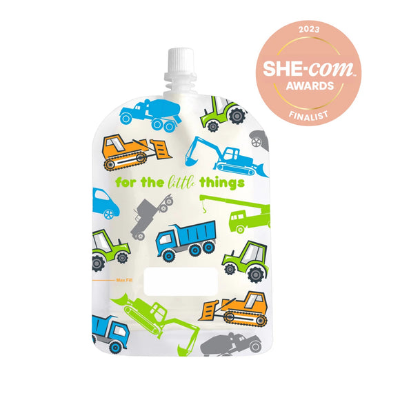 Sinchies Reusable Pouch 150ml  |  Trucks + Diggers