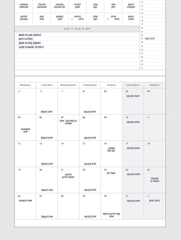 Write to Me 2026 Wall Calendar Linen  |  Rose