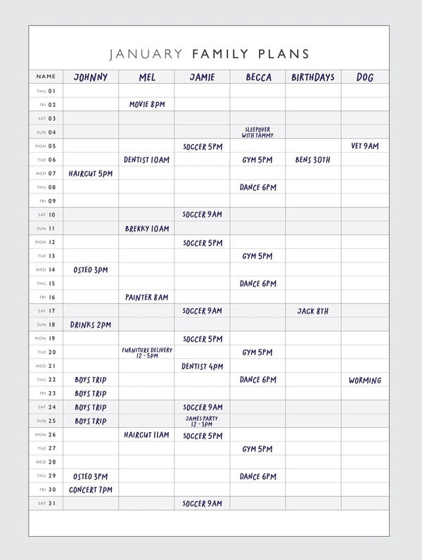 Write to Me 2026 Wall Planner  |  Home Hustle
