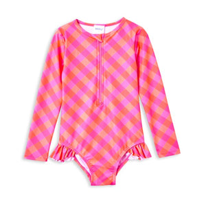 Milky Girls LS Swimsuit  |  Pink Check