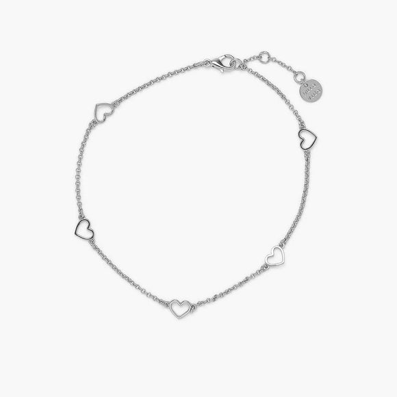 Pura Vida Anklet  |  Dainty Hearts Silver