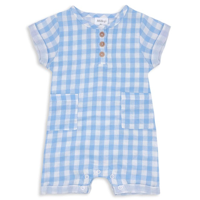 Milky Baby Romper  |  Blue Check