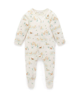 Purebaby Thick Zip Growsuit  |  Ducky