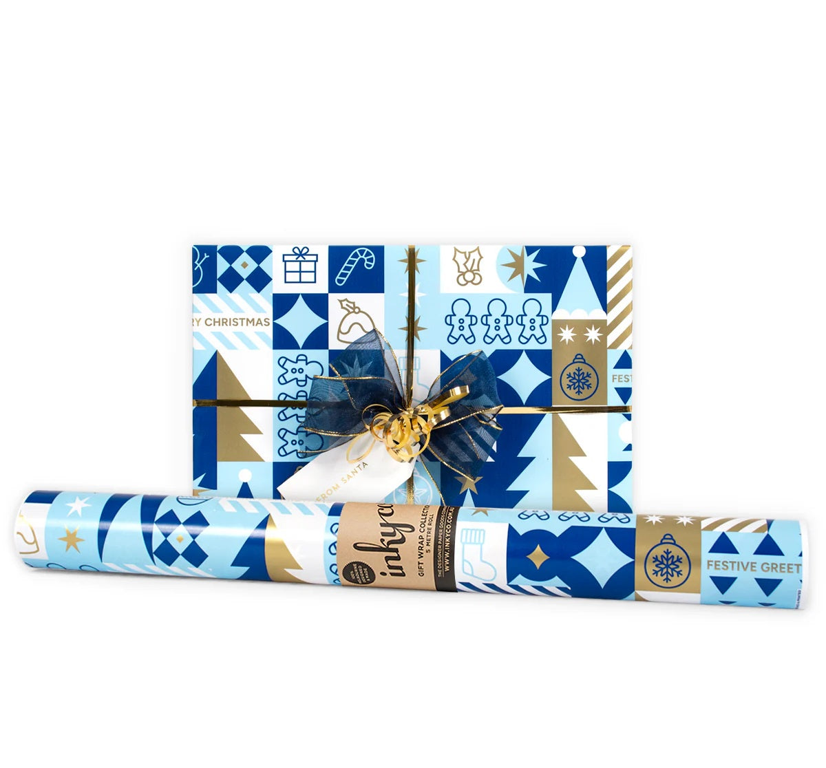 Inky Co Wrapping Paper 5m  |  Festive Blue