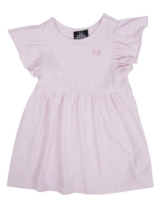 Animal Crackers Frill Dress  |  Pink Stripe