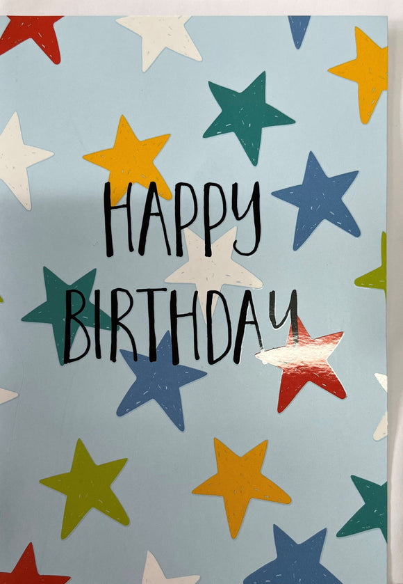 Card Rectangle  |  Happy Birthday Blue Stars