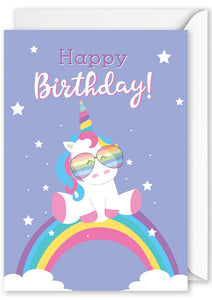 Card Rectangle  | Happy Birthday Unicorn Rainbow