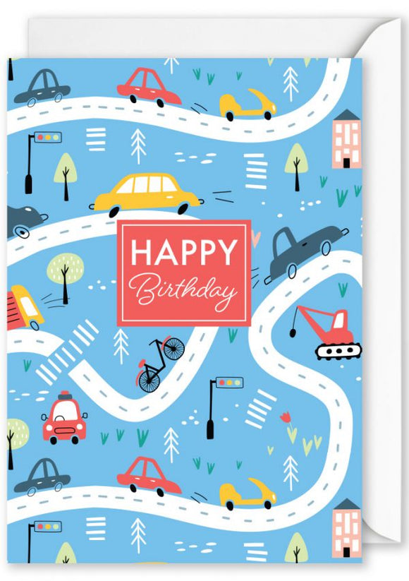 Card Rectangle  |  Happy Birthday Cars