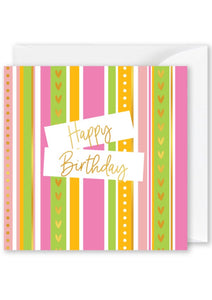 Card Square  |  Happy Birthday Stripes