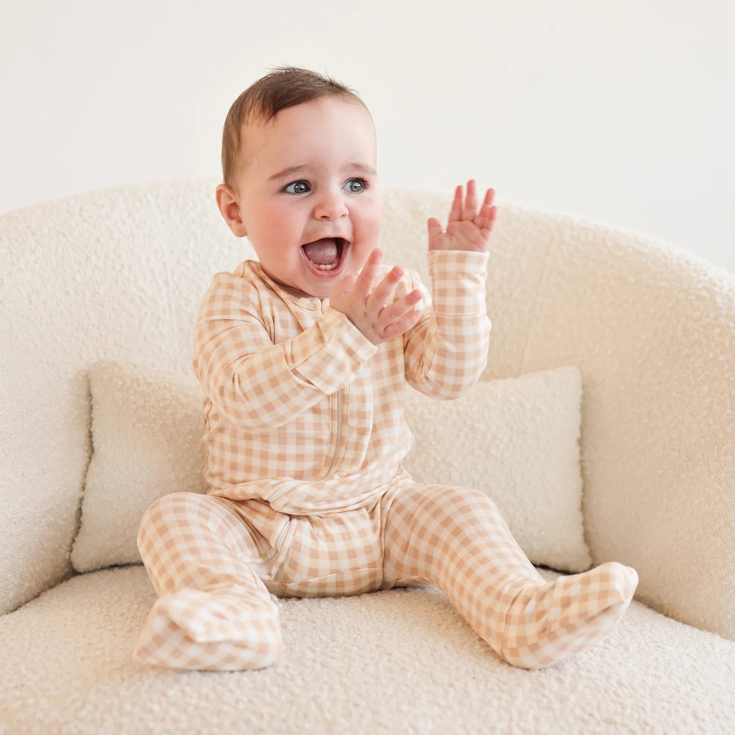 Kynd Baby Onesie  |  Neutral Gingham