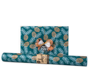 Inky Co Wrapping Paper 10m  |  Pine Cones Green