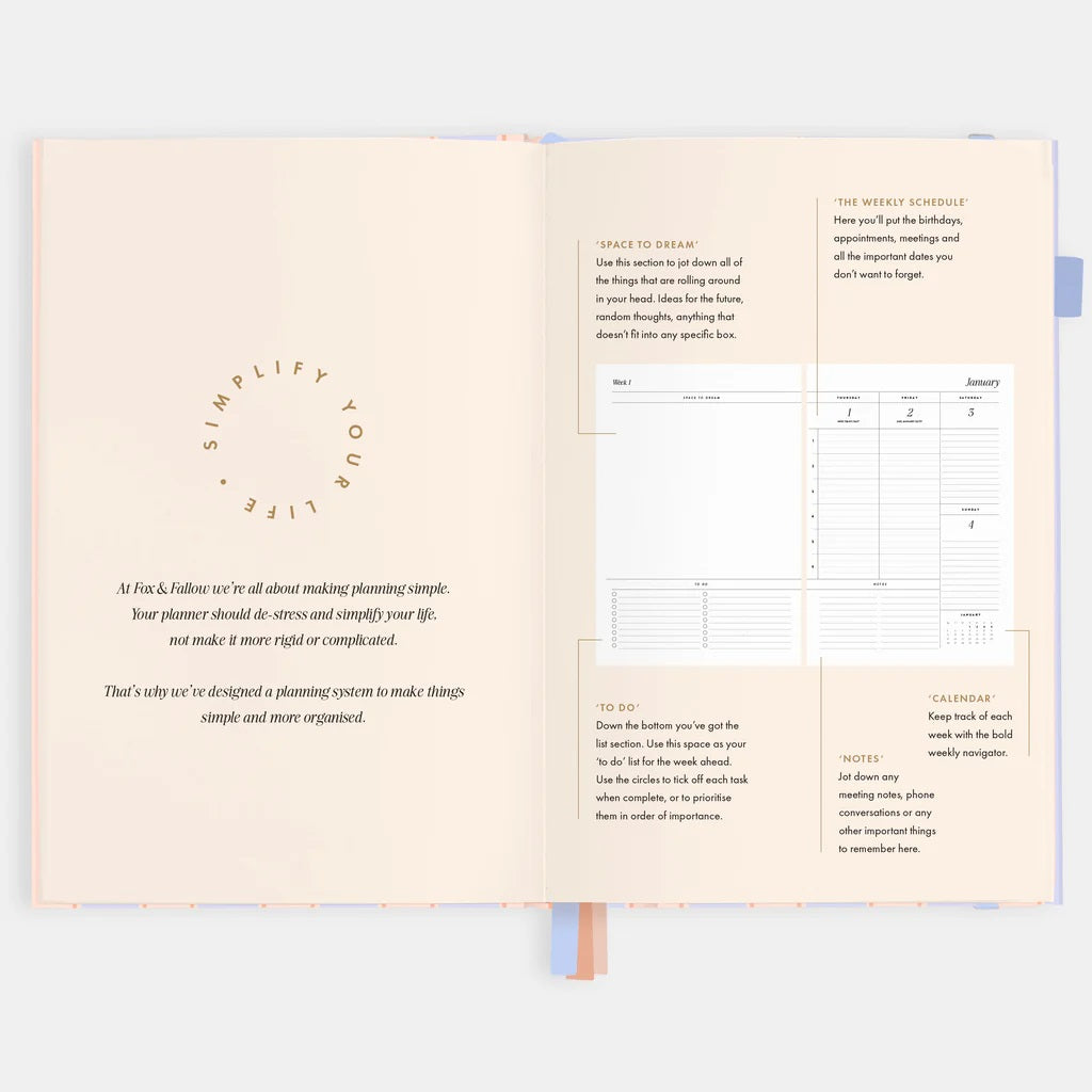 Fox & Fallow 2026 A5 Planner Academic  |  Powder Stripe