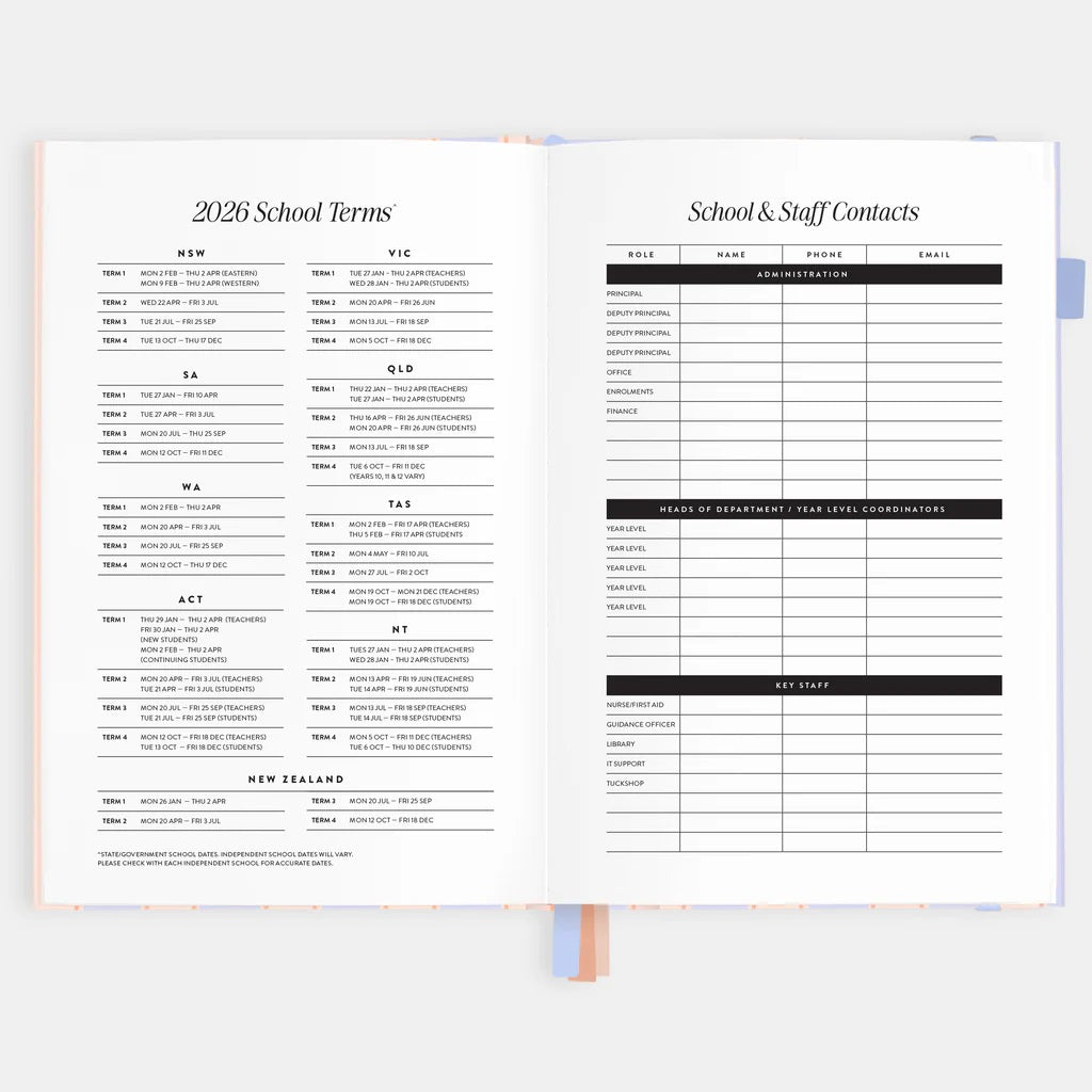 Fox & Fallow 2026 A5 Planner Academic  |  Powder Stripe