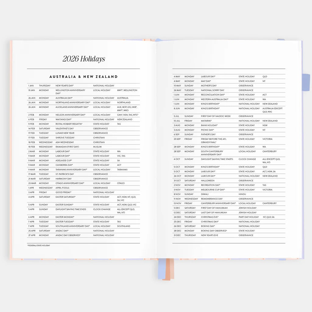 Fox & Fallow 2026 A5 Planner Academic  |  Powder Stripe