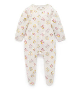 Purebaby Thick Zip Growsuit  |  Posie Floral