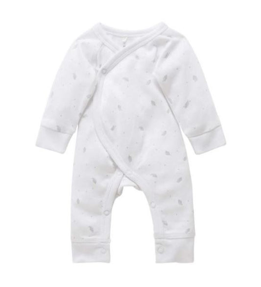 Purebaby Premi Crossover Growsuit  |  Pale Grey Leaf