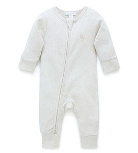 Purebaby Rib Zip Growsuit  |  Wheat