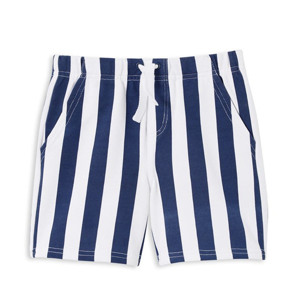 Milky Boys Shorts  |  Navy Stripe Fleece