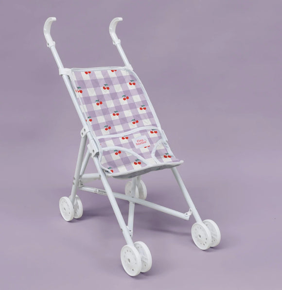 Tiny Harlow Dolls Stroller  |  Lilac Gingham Cherry