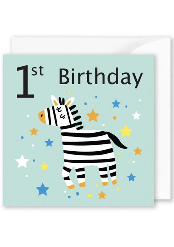 Card Square | Zebra 1st Birthday