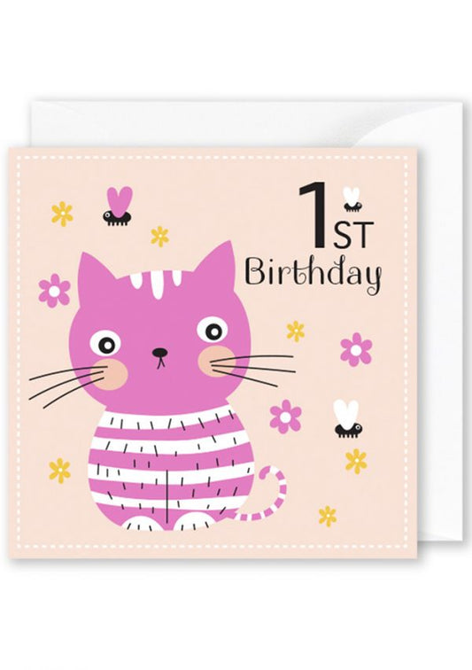 Card Square  | 1st Birthday Cat