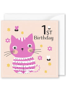 Card Square  | 1st Birthday Cat