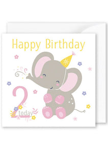 Card Square  | Happy 2nd Birthday Elephant