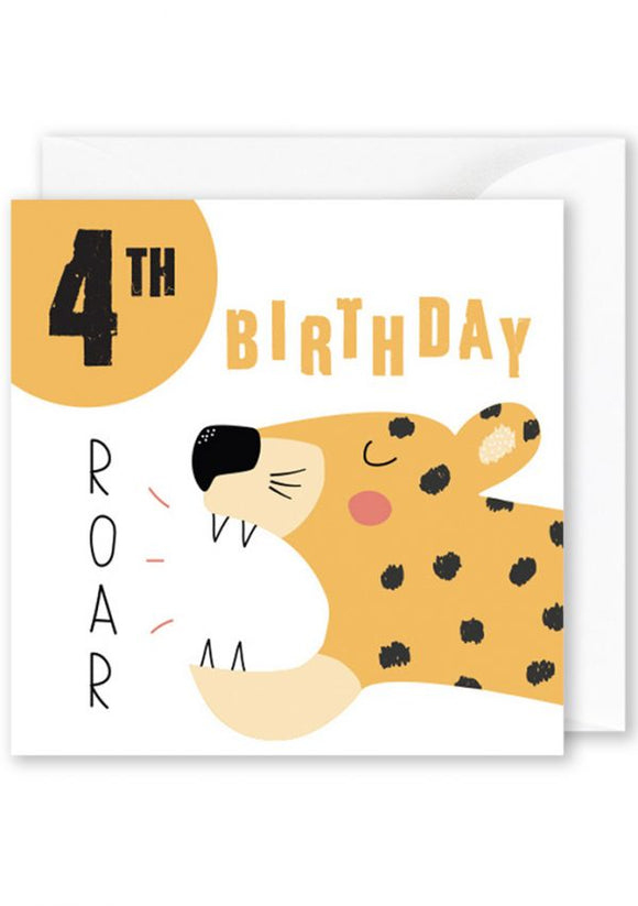Card Square  | 4th Birthday Cheetah
