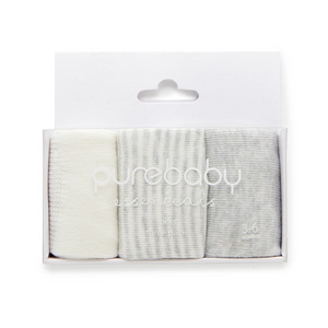 Purebaby Socks 3 Pack  |  Pale Grey