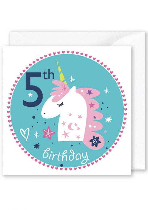 Card Square  | 5th Birthday Unicorn