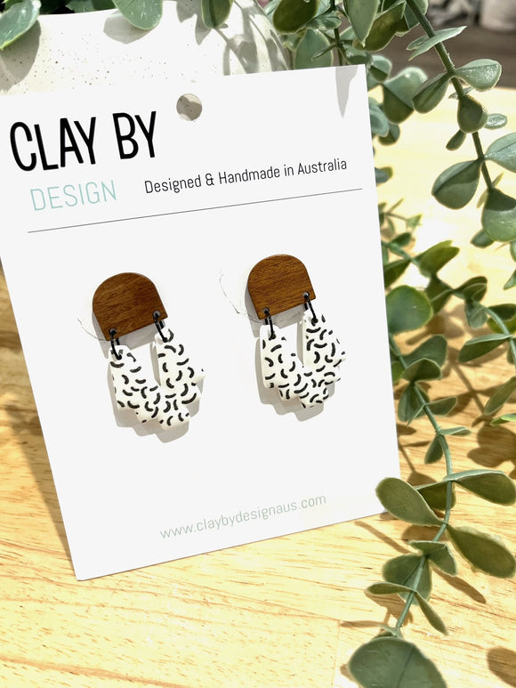Clay By Design Earrings  |  Aztec Wood Dangles