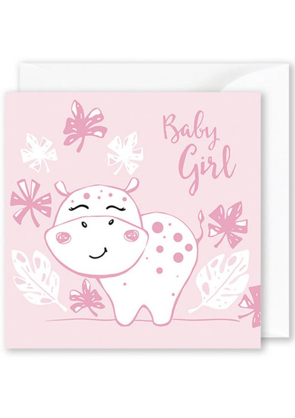 Card Square  |  Baby Girl Hippo