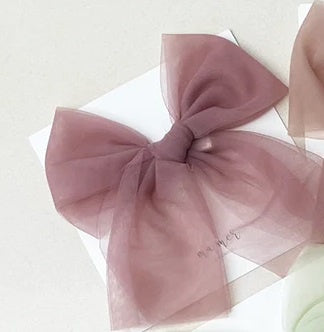 MaMer Tulle Bow Hair Clip  |  Dusty Pink