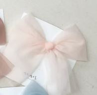 MaMer Tulle Bow Hair Clip  |  Light Pink
