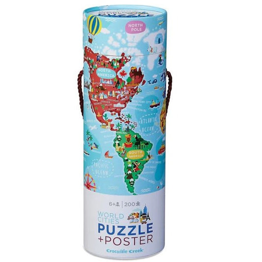 Crocodile Creek Puzzle & Poster 200pc  |  World Cites