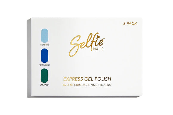 Selfie Nails Gel Polish Pack  |  Sky Blue + Royal Blue + Emerald