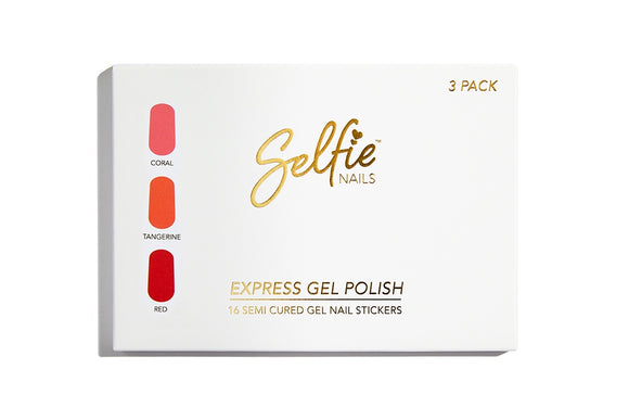 Selfie Nails Gel Polish Pack  |  Coral + Tangerine + Red