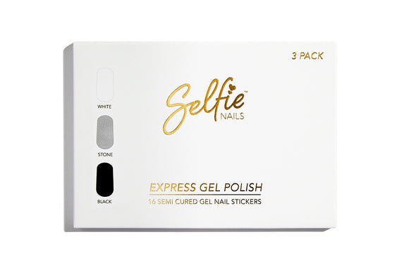 Selfie Nails Gel Polish Pack  |  White + Stone + Black